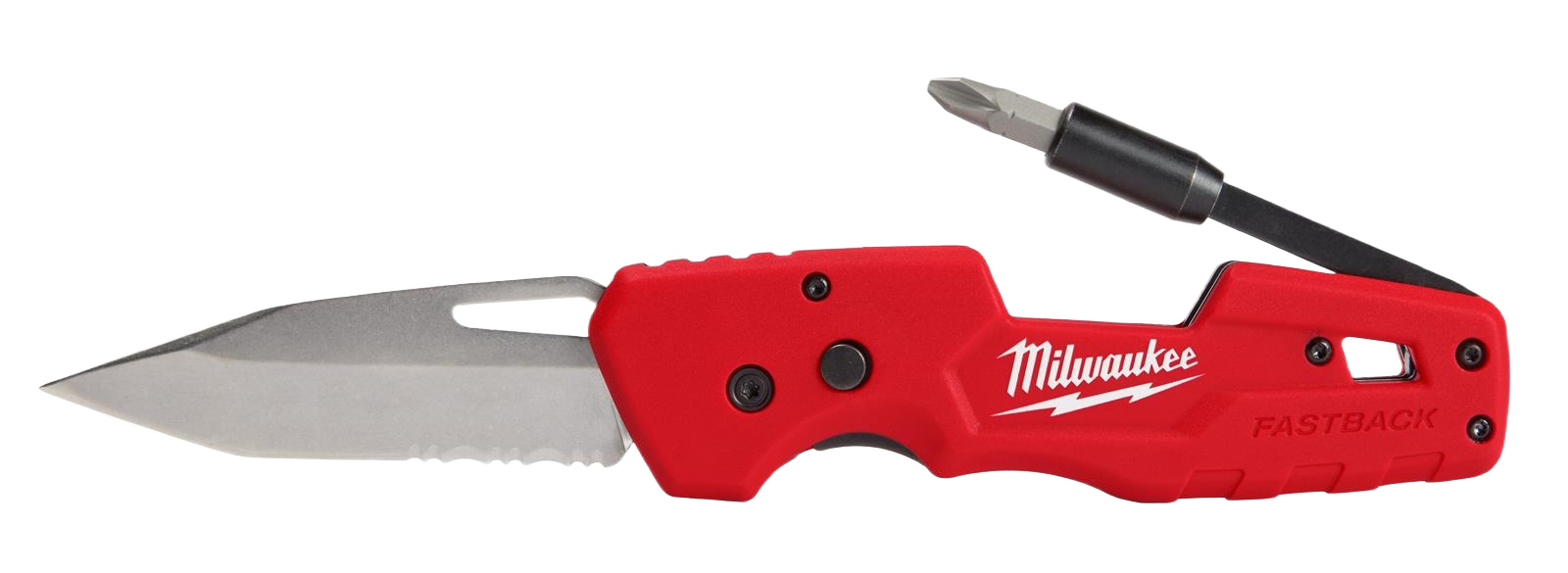 Red folding knife with stainless steel blade and press-flip mechanism for one-handed use in cutting and woodworking tools collection