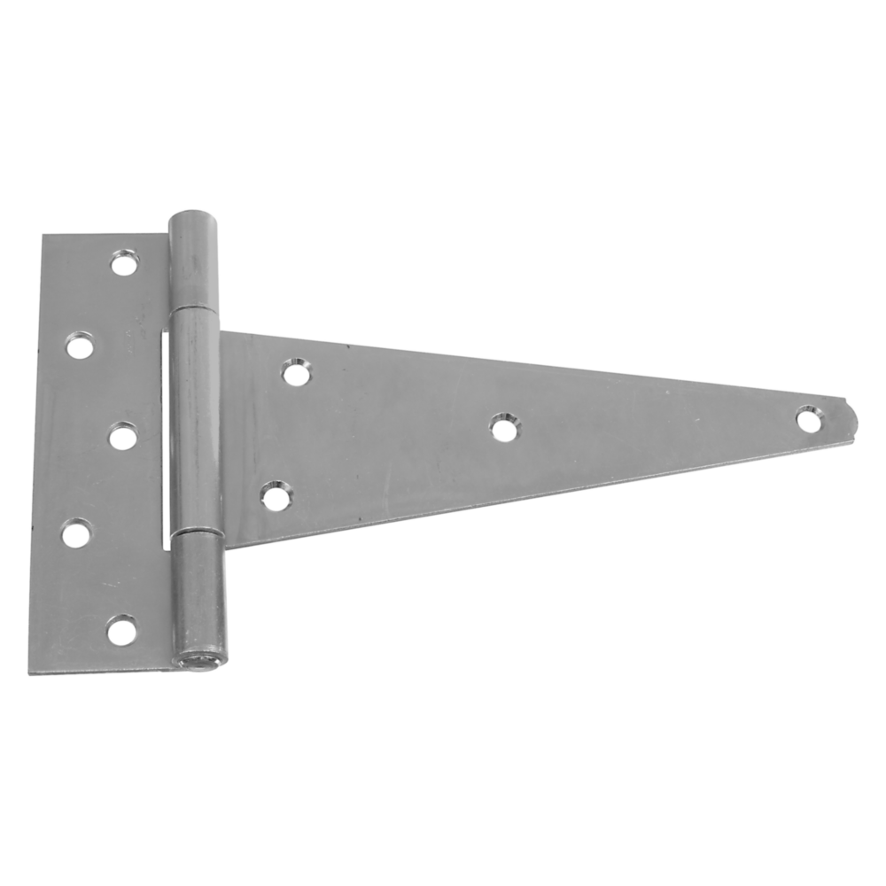 Zinc-plated steel heavy-duty tee hinge with multiple screw holes for gates and shed doors in hinges and hardware collections under $50