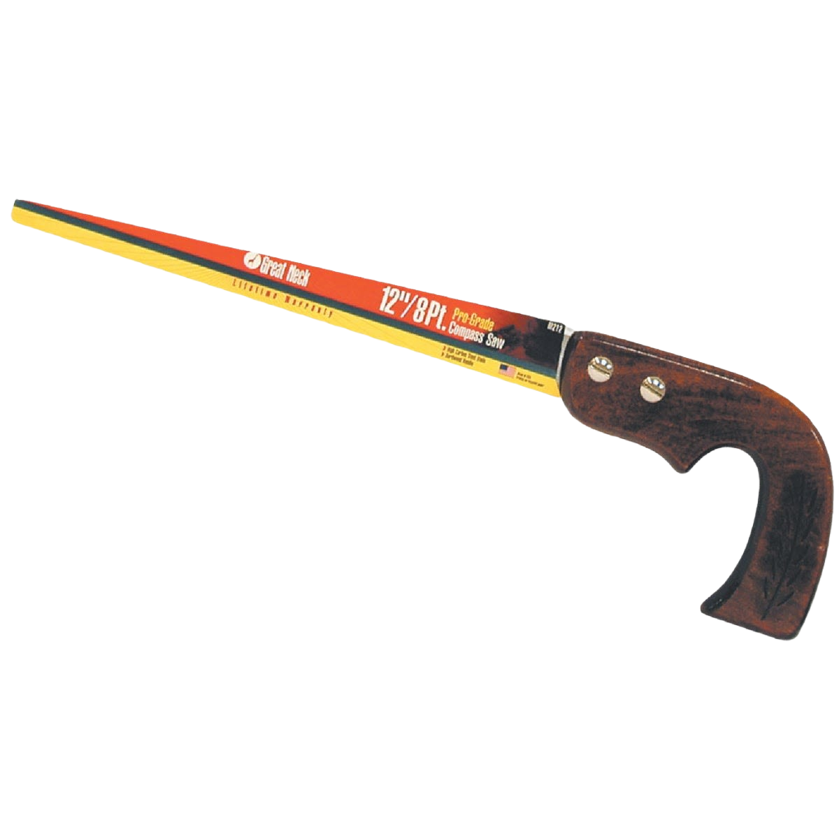 Compass saw with hardwood handle and 12-inch blade for precise cutting in home improvement projects
