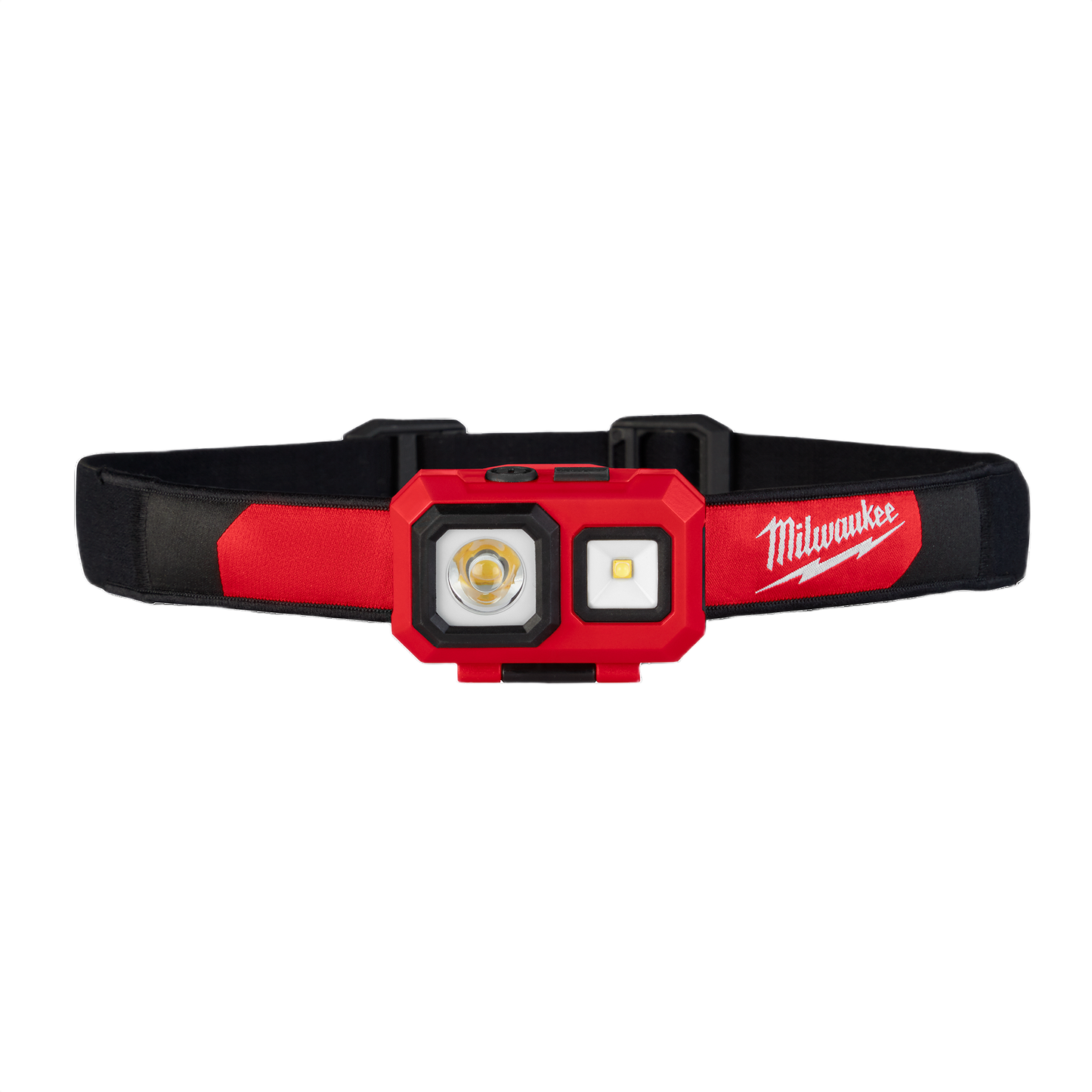 Red and black adjustable headlamp with spot and flood LED lights for hands-free home improvement tasks