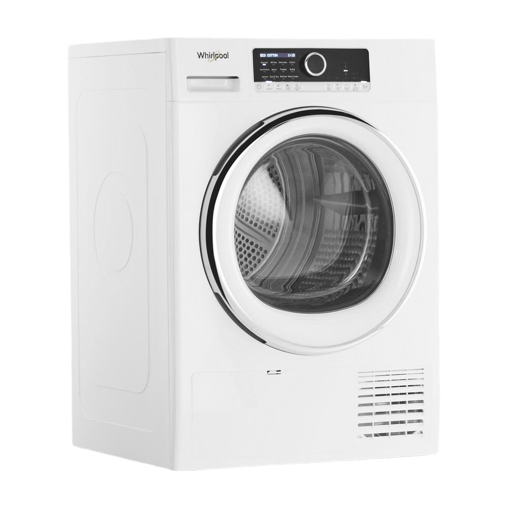 Compact white ventless dryer with front door, digital control panel, and space-saving design in dryers collection