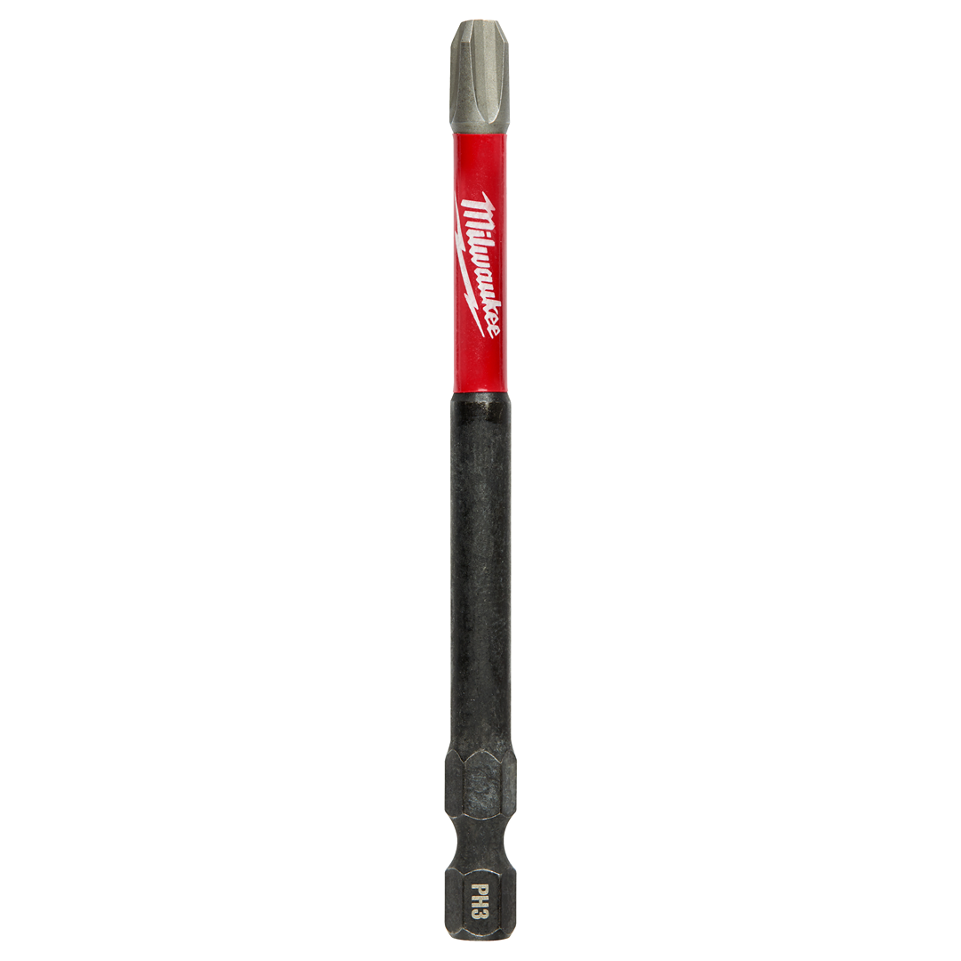 Phillips #3 impact driver bit with red Milwaukee logo, designed for power tool accessories and home improvement tasks