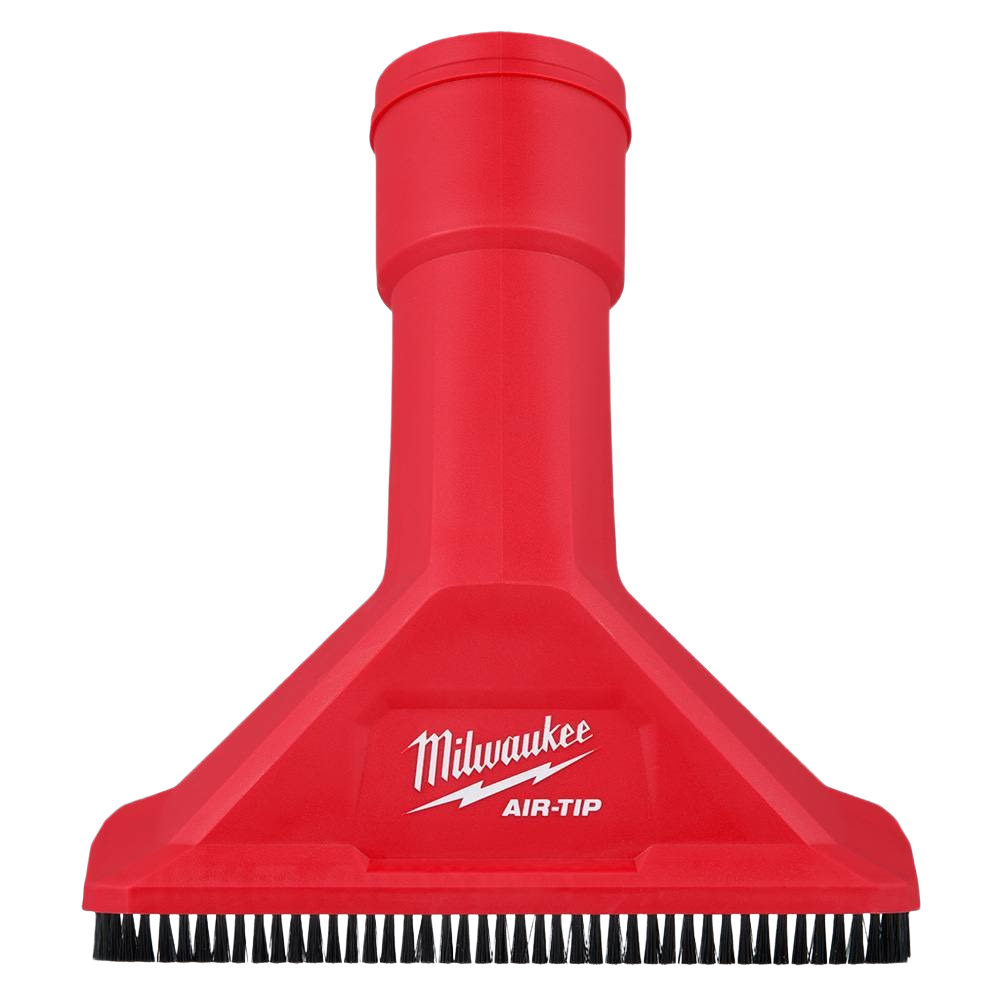 Red utility vacuum nozzle with all-around brushes for woodworking dust cleanup and dust collectors under $50 collections