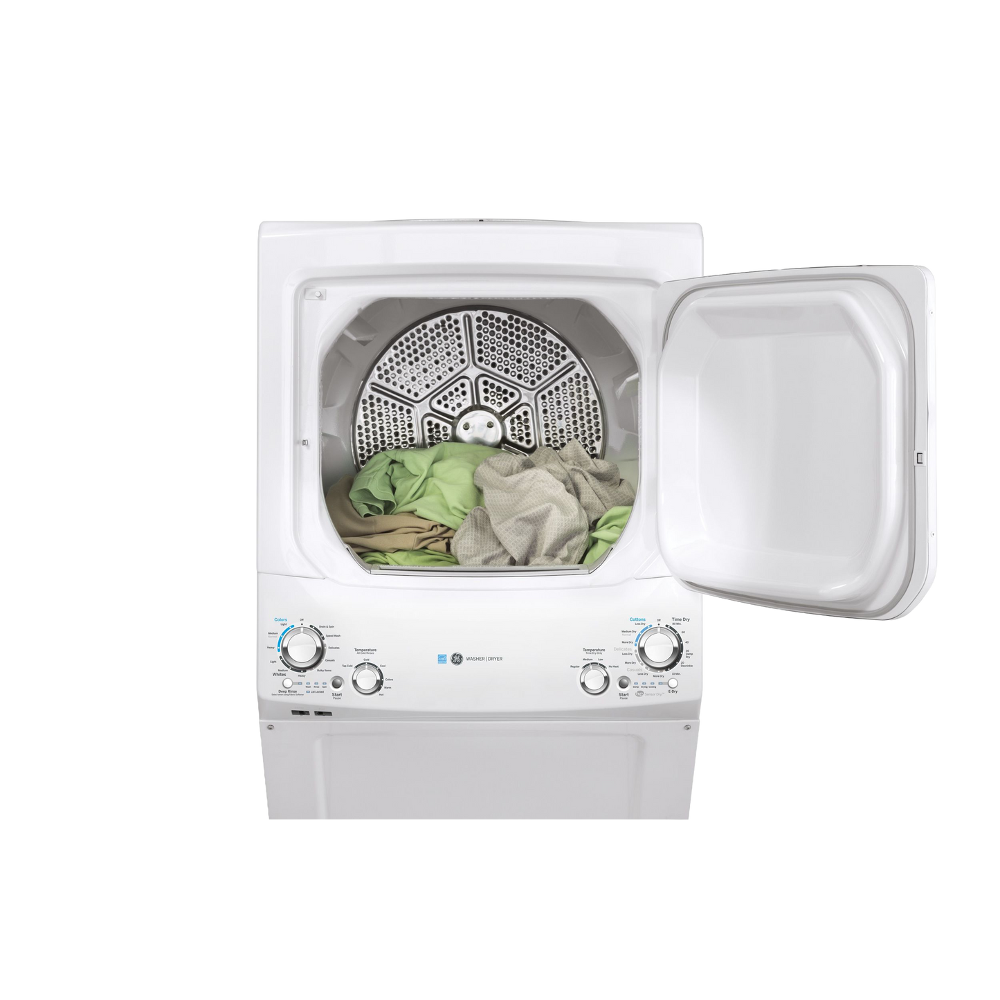 GE Unitized Spacemaker® ENERGY STAR® 3.9 cu. ft. Capacity Washer with Stainless Steel Basket and 5.9 cu. ft. Capacity Gas Dryer