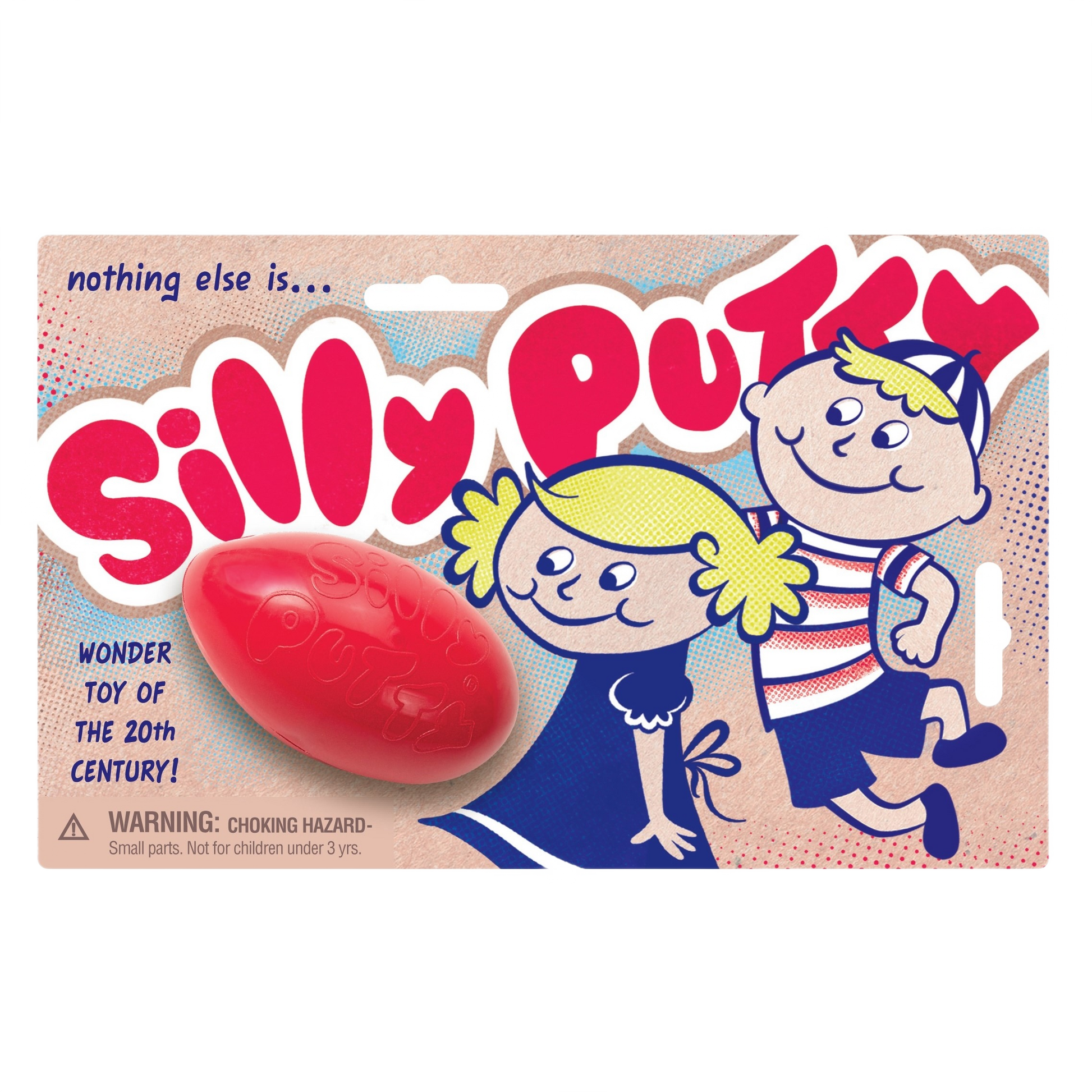 Retro-style packaged red silly putty toy with cartoon children on card in toys and games collection under $50