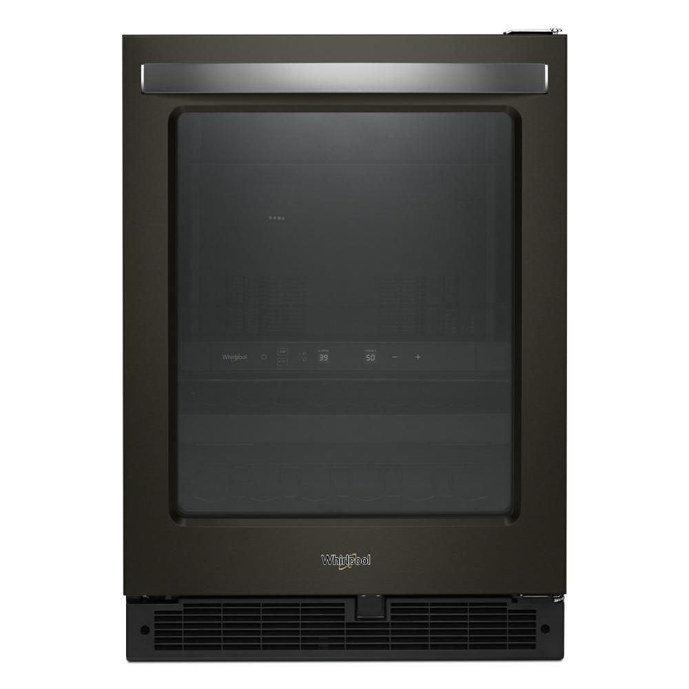 24-inch wide undercounter beverage center with glass door and fingerprint-resistant finish in kitchen appliances collection