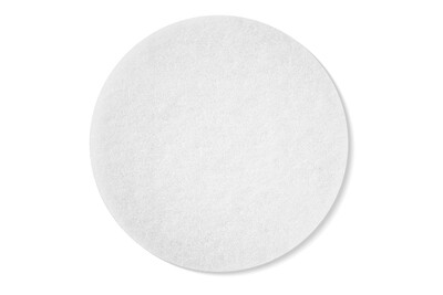 White round abrasive disc with soft texture, designed for surface finishing in tools and home improvement tasks