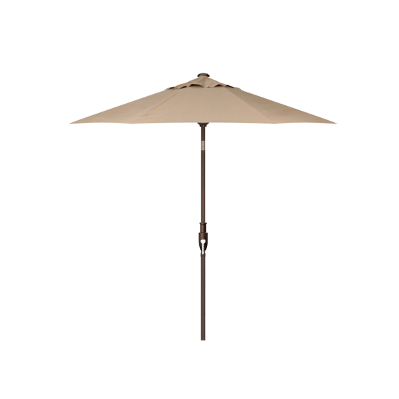 Bronze finish octagon patio umbrella with sand canopy and auto tilt crank for outdoor living and lawn and garden use