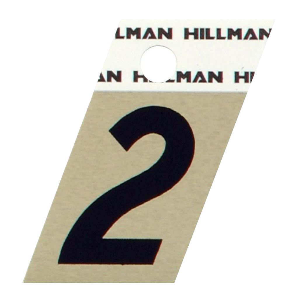 Hillman 1-1/2-In. Adhesive Black & Gold Aluminum House Number 2