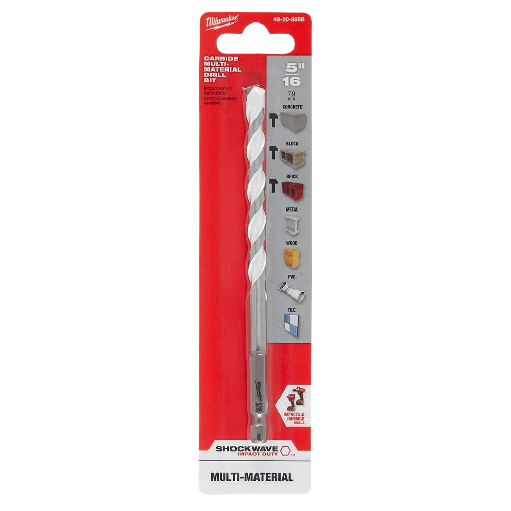 5/16" carbide drill bit for versatile use on brick, concrete, metal, wood, PVC in tool accessories under $50 collections
