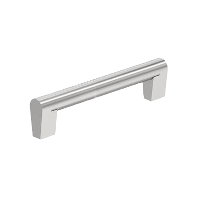 Polished chrome cabinet pull with 5-1/16 inch center-to-center mounting for hardware and furniture accessories.