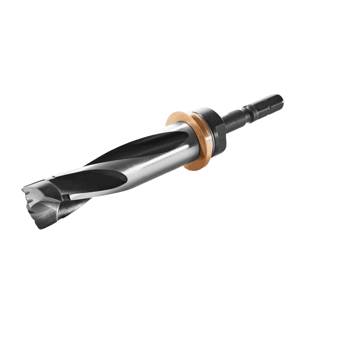 Hinge location cutter tool with a sharp spiral blade and adjustable collar for precise woodworking tasks under $100