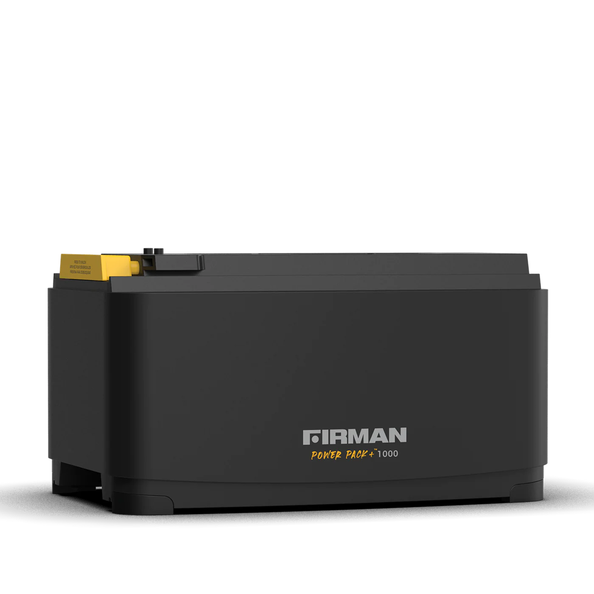 Compact black portable power pack with yellow terminals for tools and home improvement use