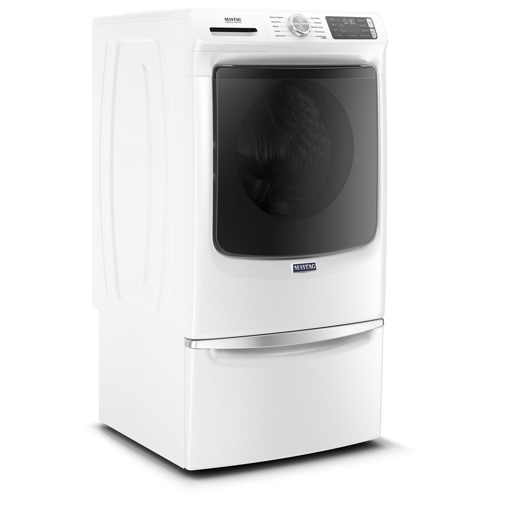 White front load washer with dark tinted glass door and metallic control dial in washers and appliances collection
