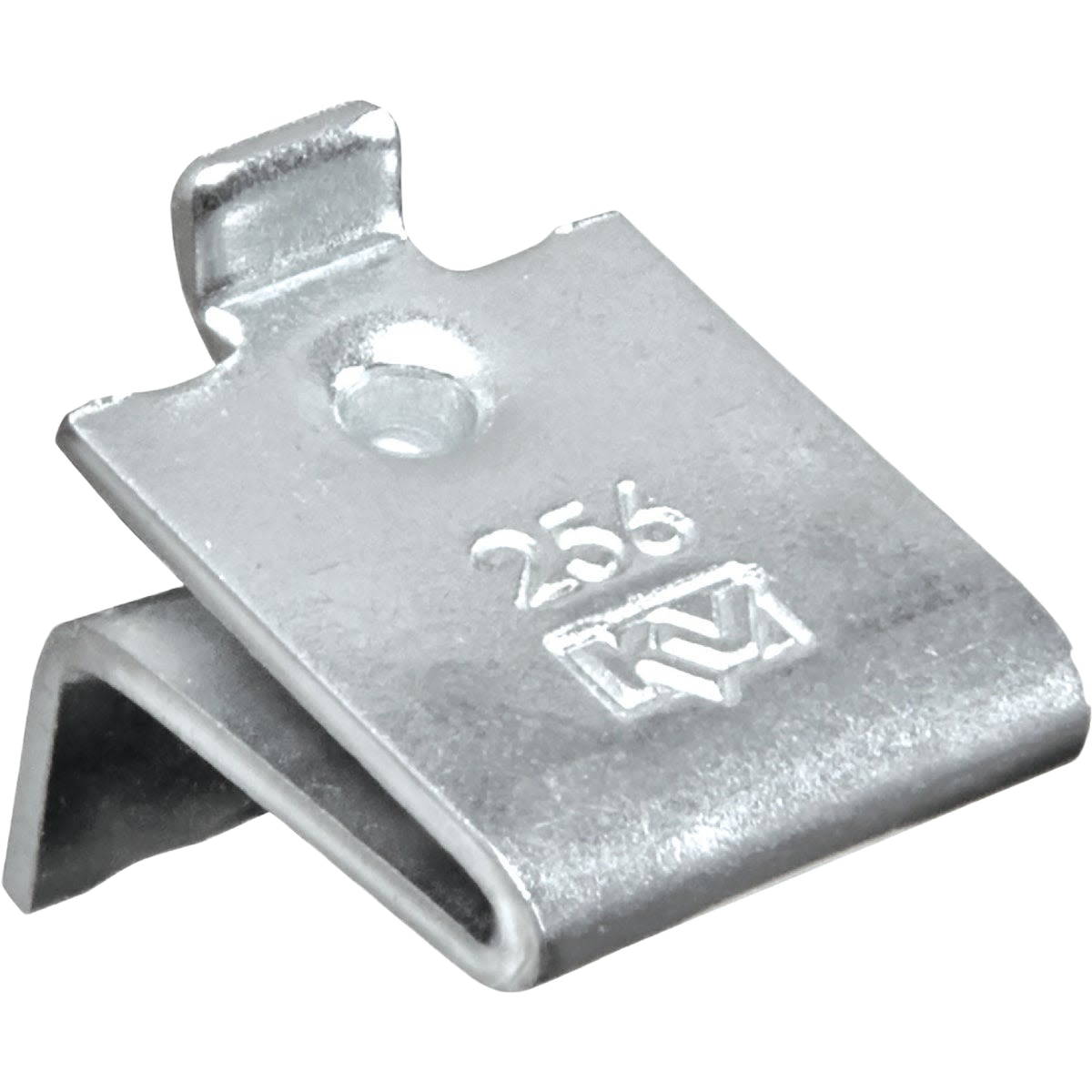 Zinc pilaster shelf support clip with mounting hole for shelving accessories in storage and organization tools