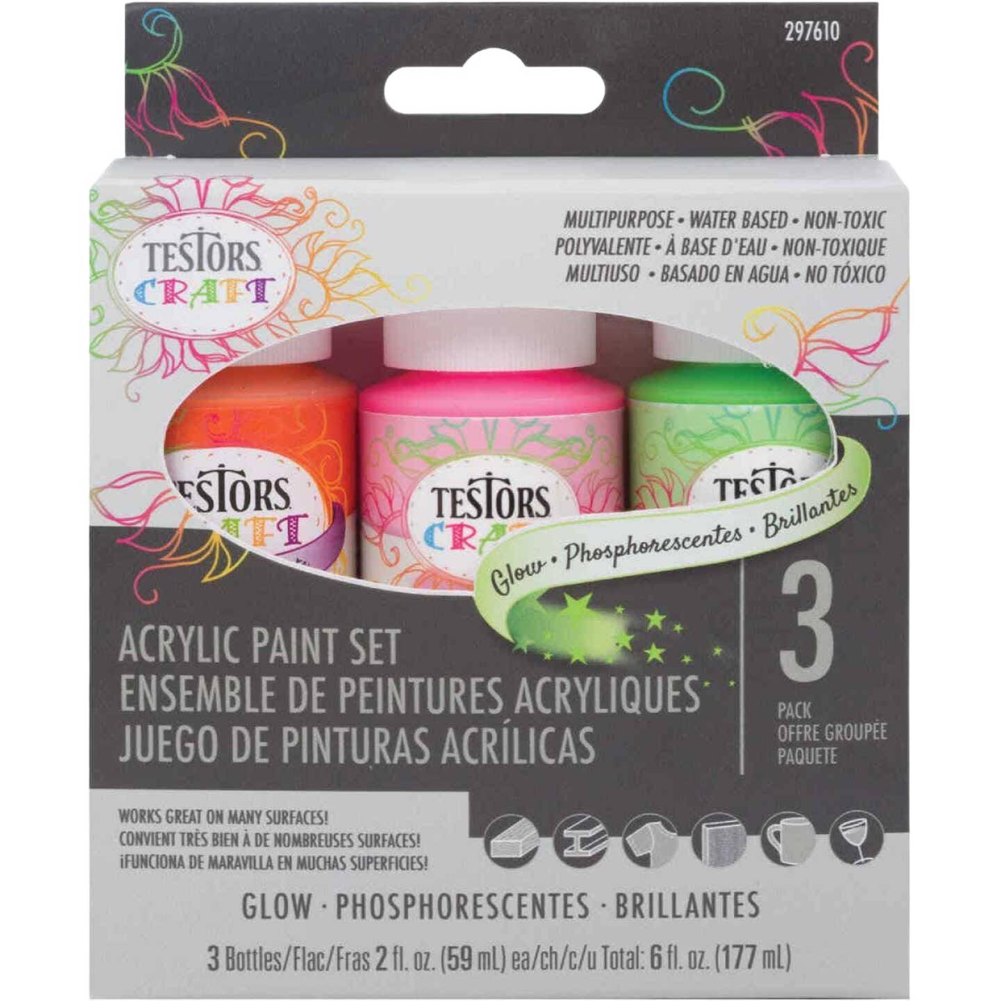 Set of three water-based glow acrylic paints for crafts and specialty projects under 50 tools and supplies