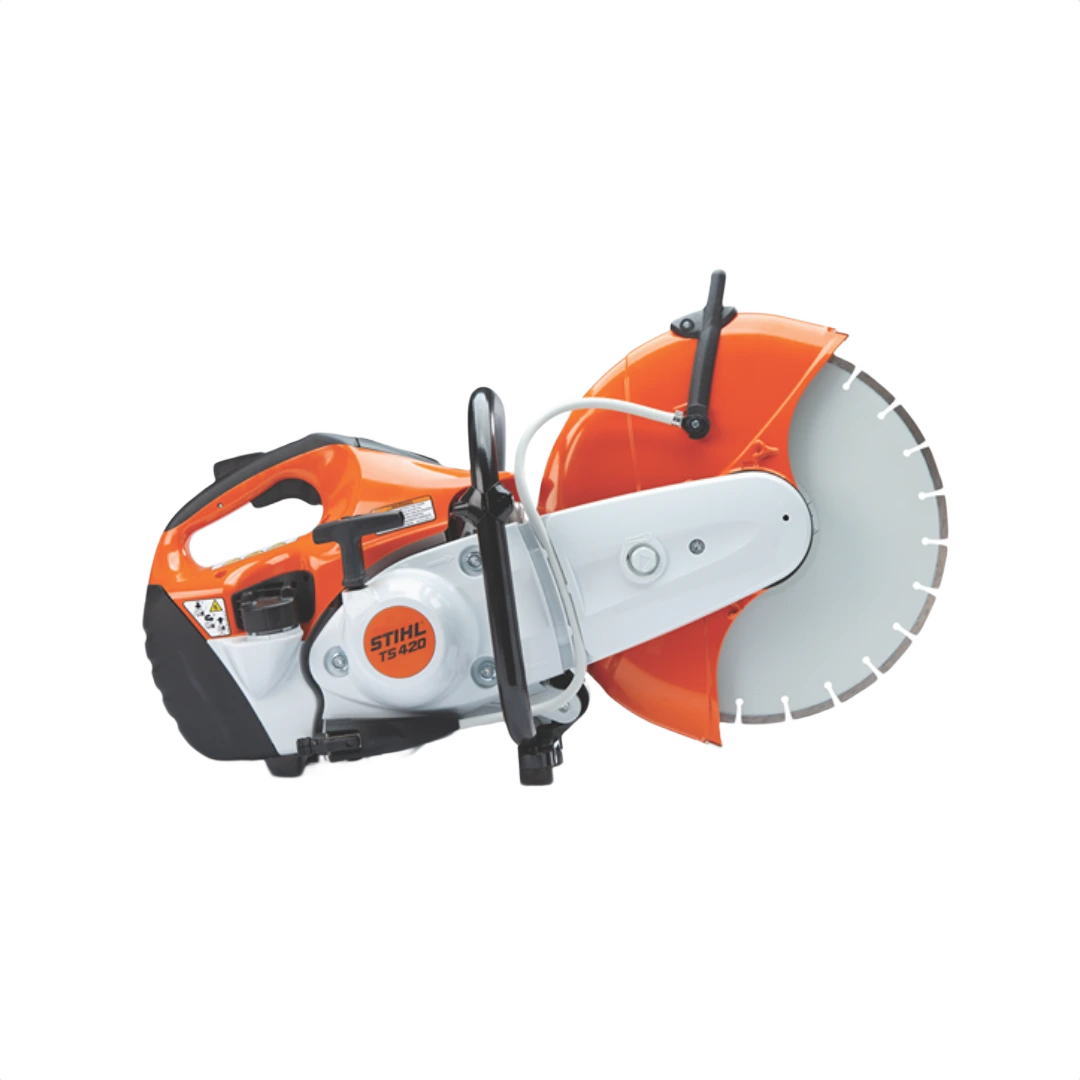 Orange and white STIHL power cutter with 14-inch circular blade designed for tools and home improvement tasks