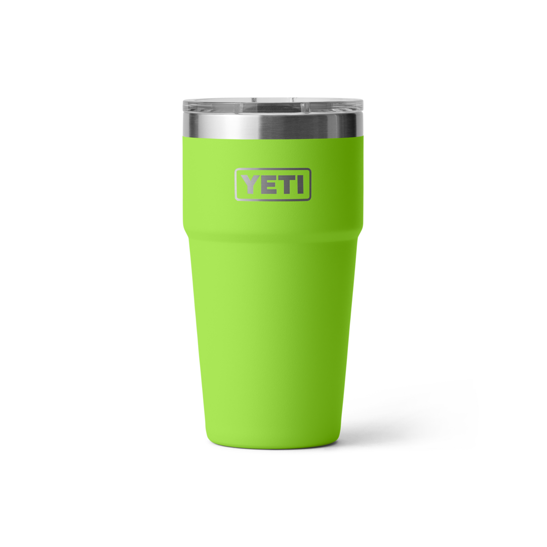20 oz. lime green insulated stackable cup with clear lid, sturdy drinkware for kitchen, tableware, and outdoor use