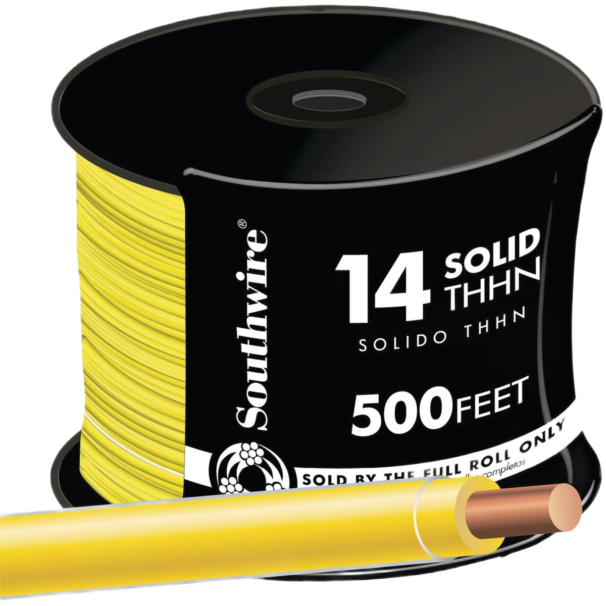 500 ft spool of yellow 14 AWG solid THHN wire for electrical and building wire applications under $100 collections