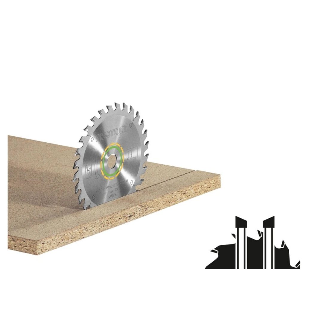 Carbide-tipped circular saw blade cutting particleboard for woodworking and power tool accessories collection