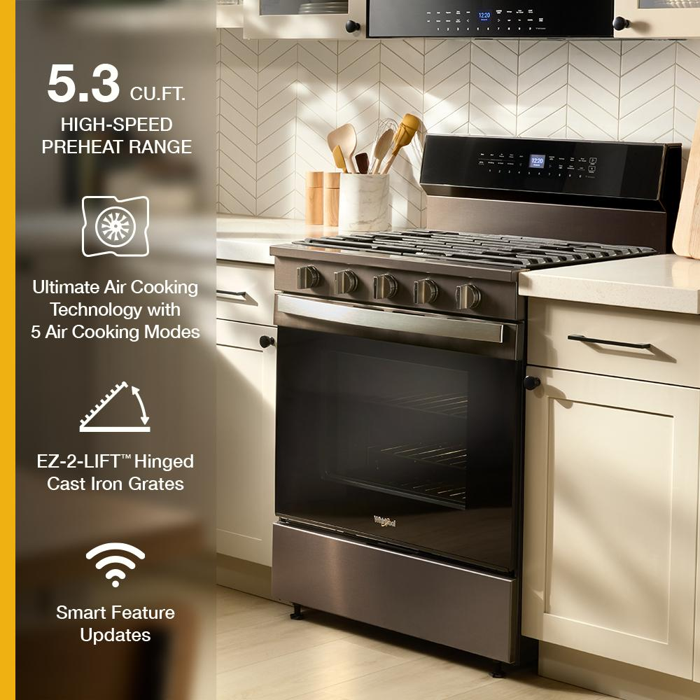 30-inch Smart Gas Range with Air Cooking Technology, No Preheat Air Fry, Steam/Self Clean and High Speed Preheat