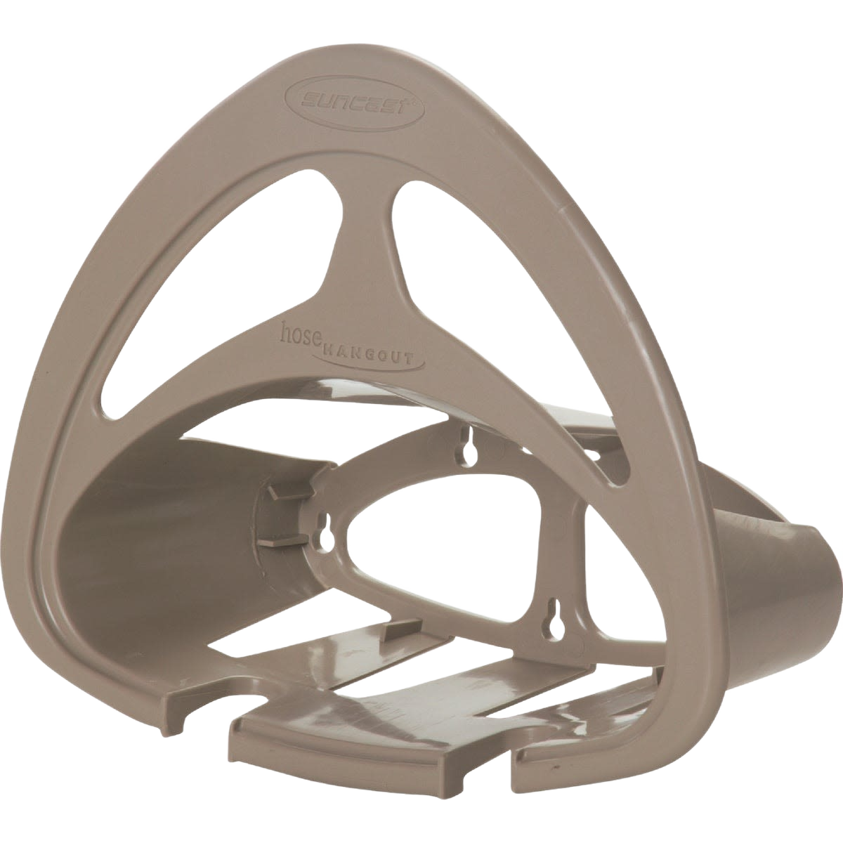 Taupe resin outdoor wall mount hose holder for watering and irrigation in lawn and garden tool collections under $50