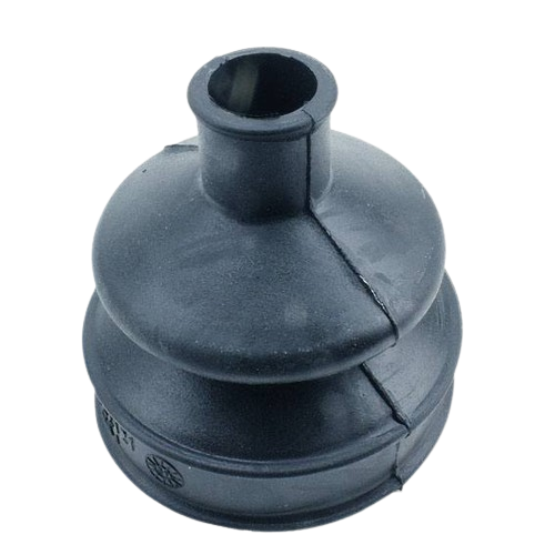 Black flexible rubber boot with a circular opening, designed for protective sealing and vibration isolation in machinery.