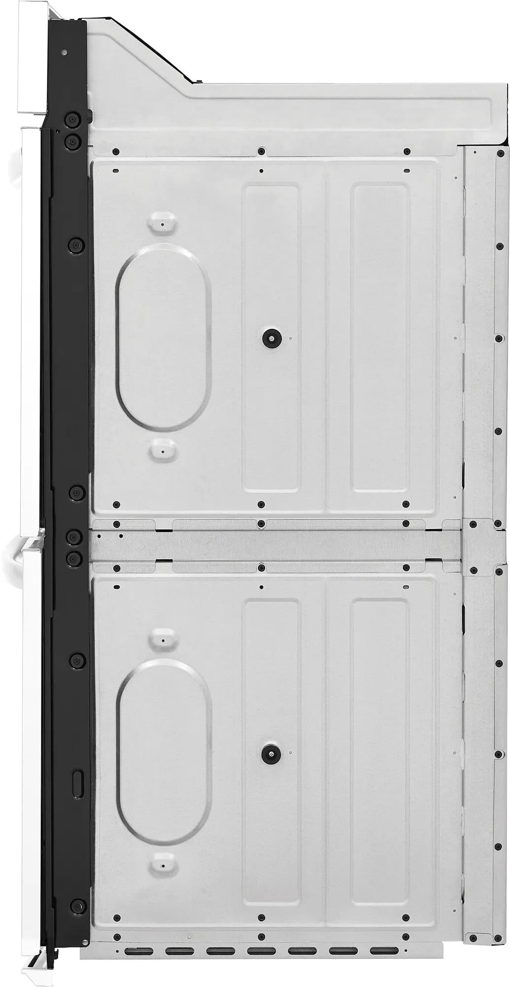 Side view of double electric wall oven showing metal panels and structural design from wall ovens collection