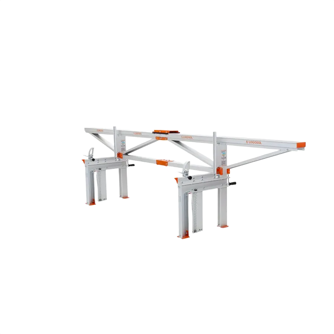 Steel frame portable chain sawmill with two log lifts for precise timber cutting and home improvement projects