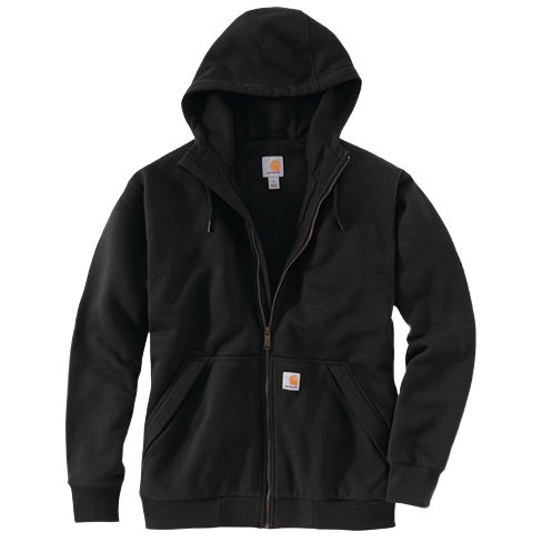 Men's black full-zip hoodie with thermal lining and loose fit from Carhartt hoodies under $100 collection