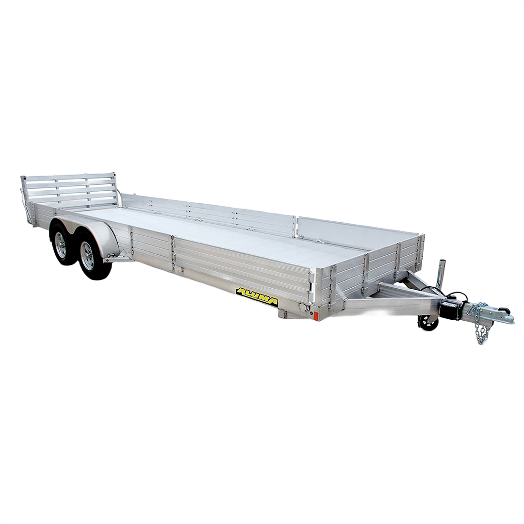 Lightweight aluminum tandem axle utility trailer with bi-fold gate for versatile hauling in home improvement tasks