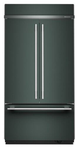 42" built-in French door refrigerator with bottom freezer in matte green finish from KitchenAid Appliances collection