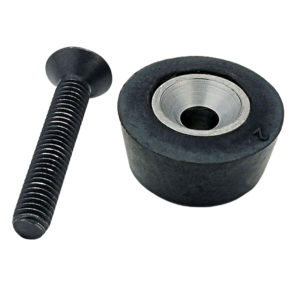 Black rubber button and long screw designed for woodworking tools, suitable for home improvement projects under $50