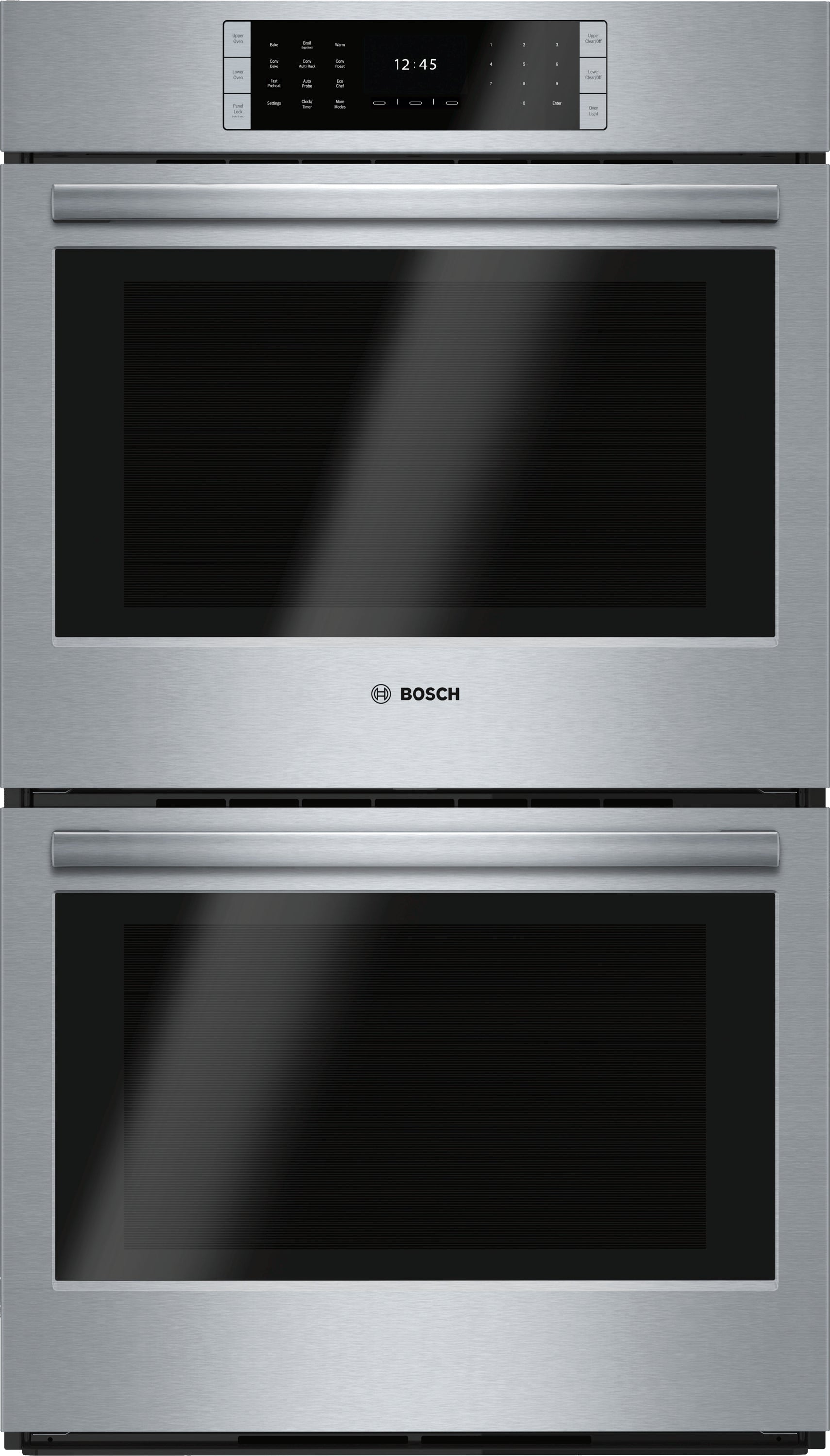 Stainless steel Bosch double wall oven with digital TFT touch controls from Wall Ovens and Kitchen & Kitchenware collections