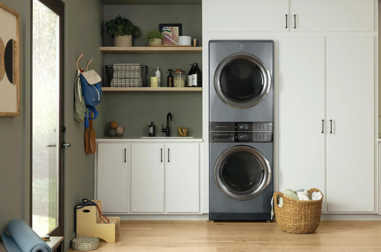 Laundry Tower Single Unit Front Load 4.5 Cu. Ft. Washer & 8 Cu. Ft. Electric Dryer