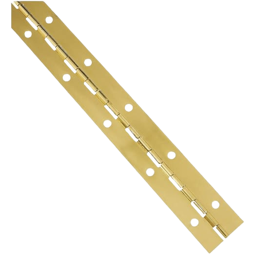 Bright brass steel continuous hinge with multiple screw holes for home improvement and tool projects