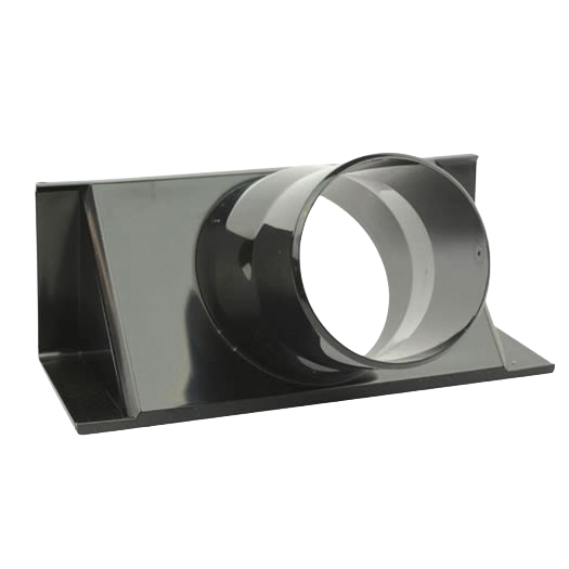 Glossy black plastic triangle connector designed for 2-1/2 inch dust collection hose in woodworking tools collection