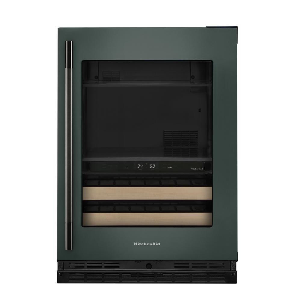 24" Beverage Center with Glass Door and Wood-Front Racks