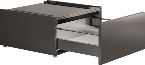 Dark gray pull-out laundry drawer with sturdy construction and smooth front panel, part of Appliance Parts & Accessories collections.