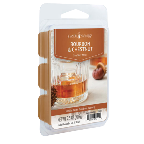 Pack of six soy wax melts with bourbon and chestnut scent for home decor and accents under $50 collections