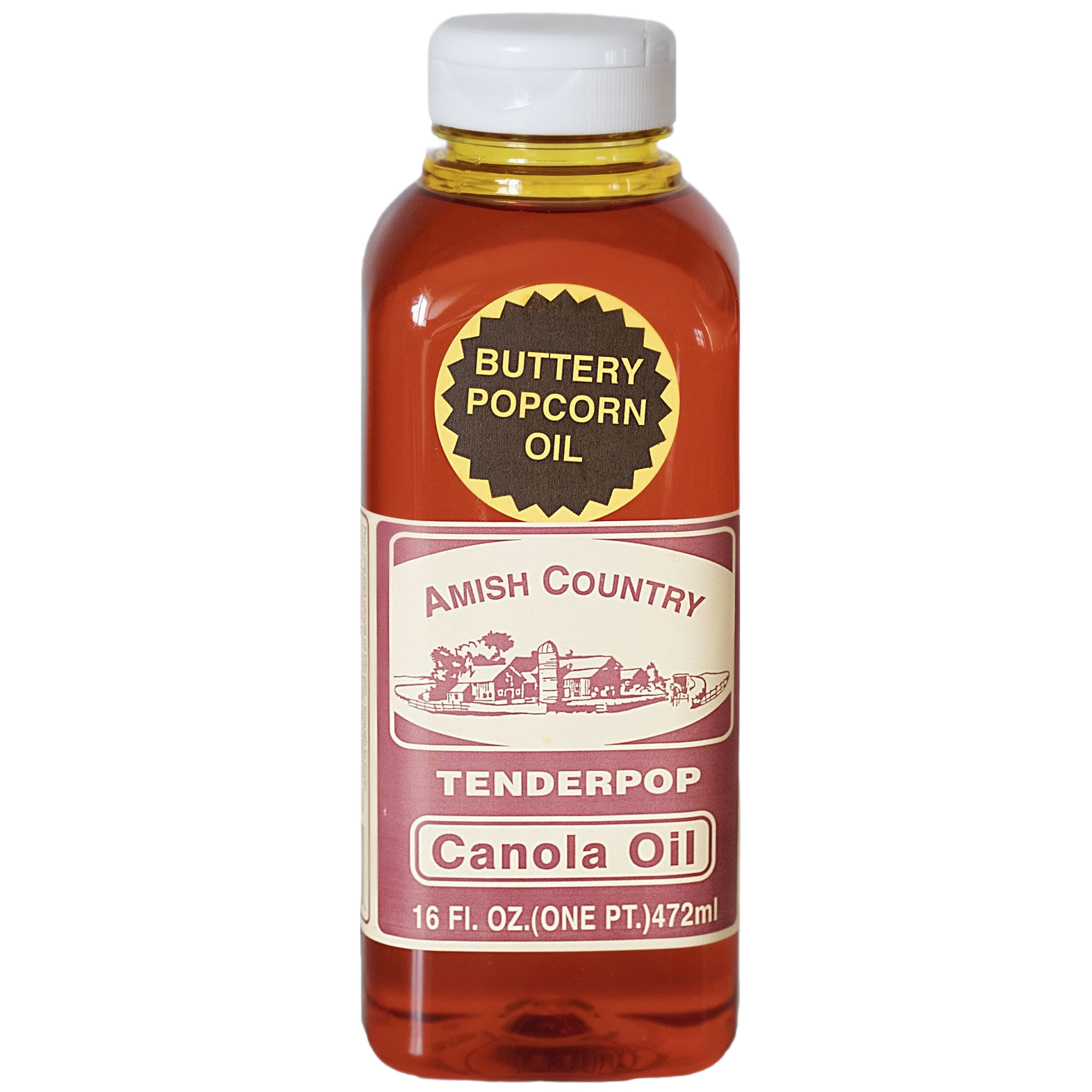 Clear plastic bottle of buttery popcorn flavored canola oil, 16 oz for food and beverage under $25 collection