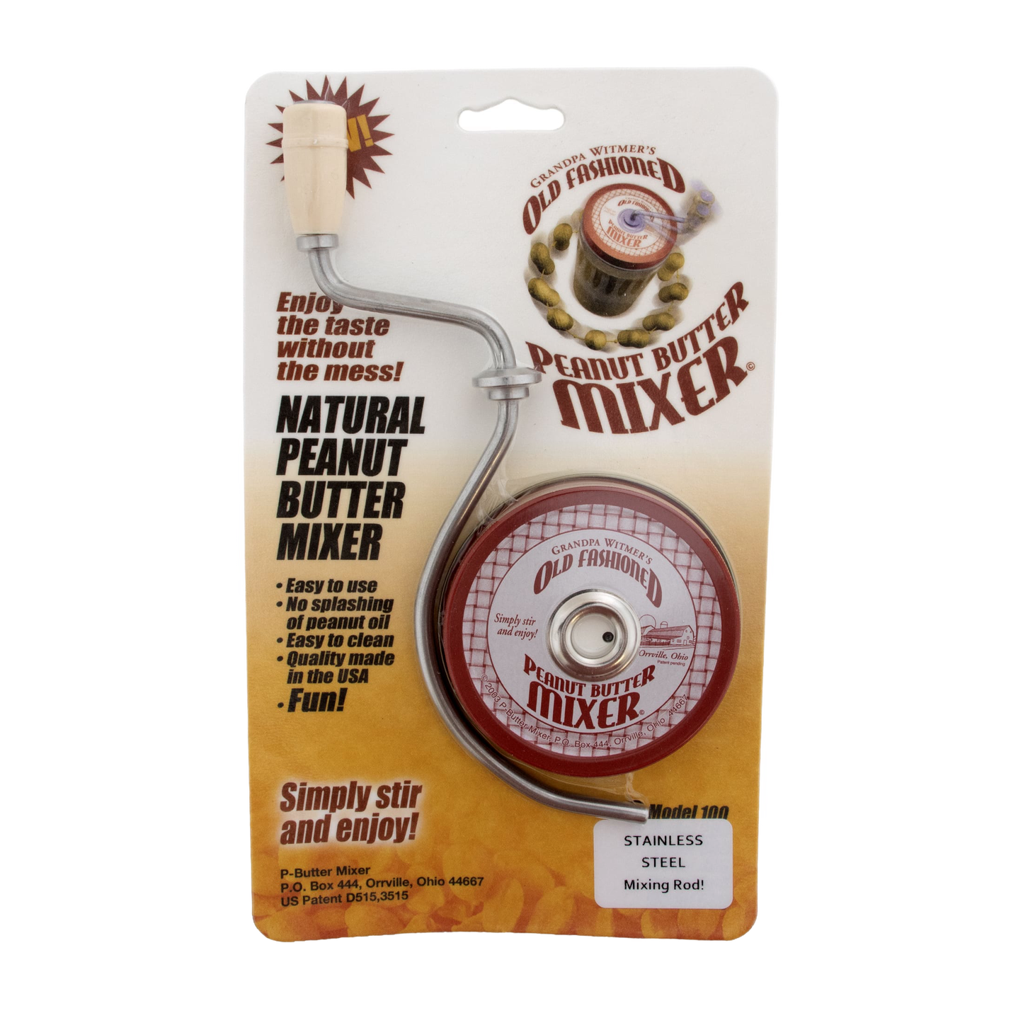 Old fashioned peanut butter stirrer with wooden handle in kitchen utensils and kitchenware collections under $50