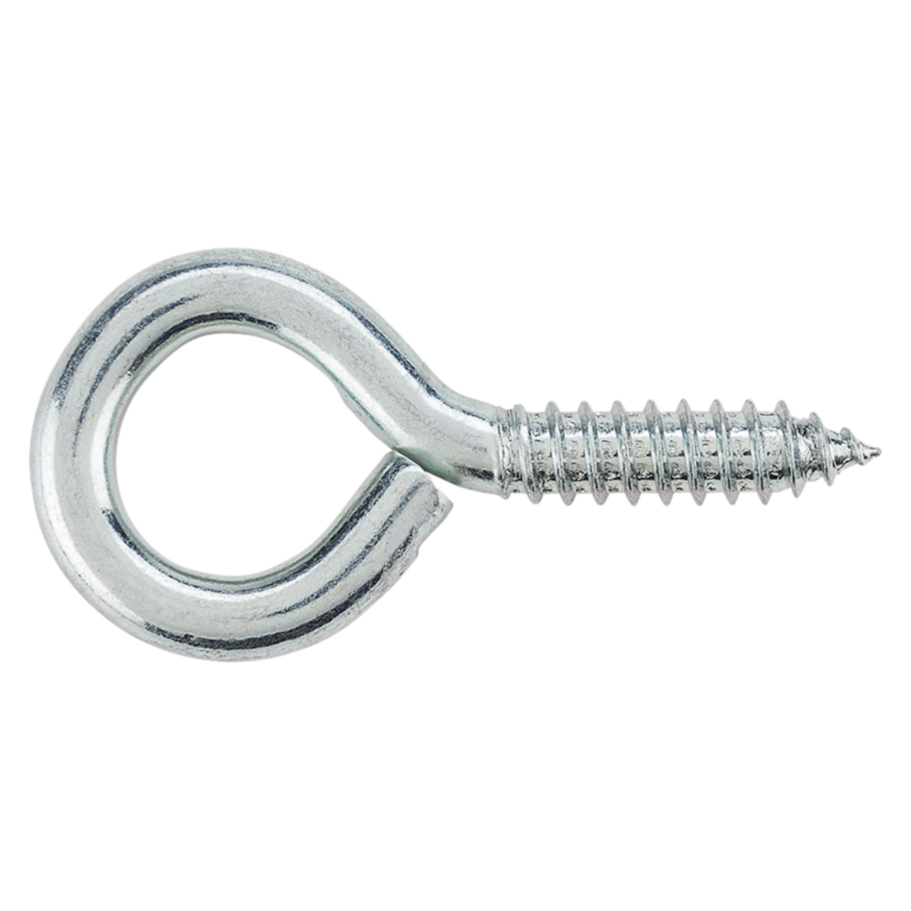 Zinc coated large screw eye with threaded shaft for secure fastening in hardware and hooks & eyes collections