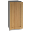 Built-in beverage center with wood-paneled door and stainless steel base, part of kitchen and appliances collection