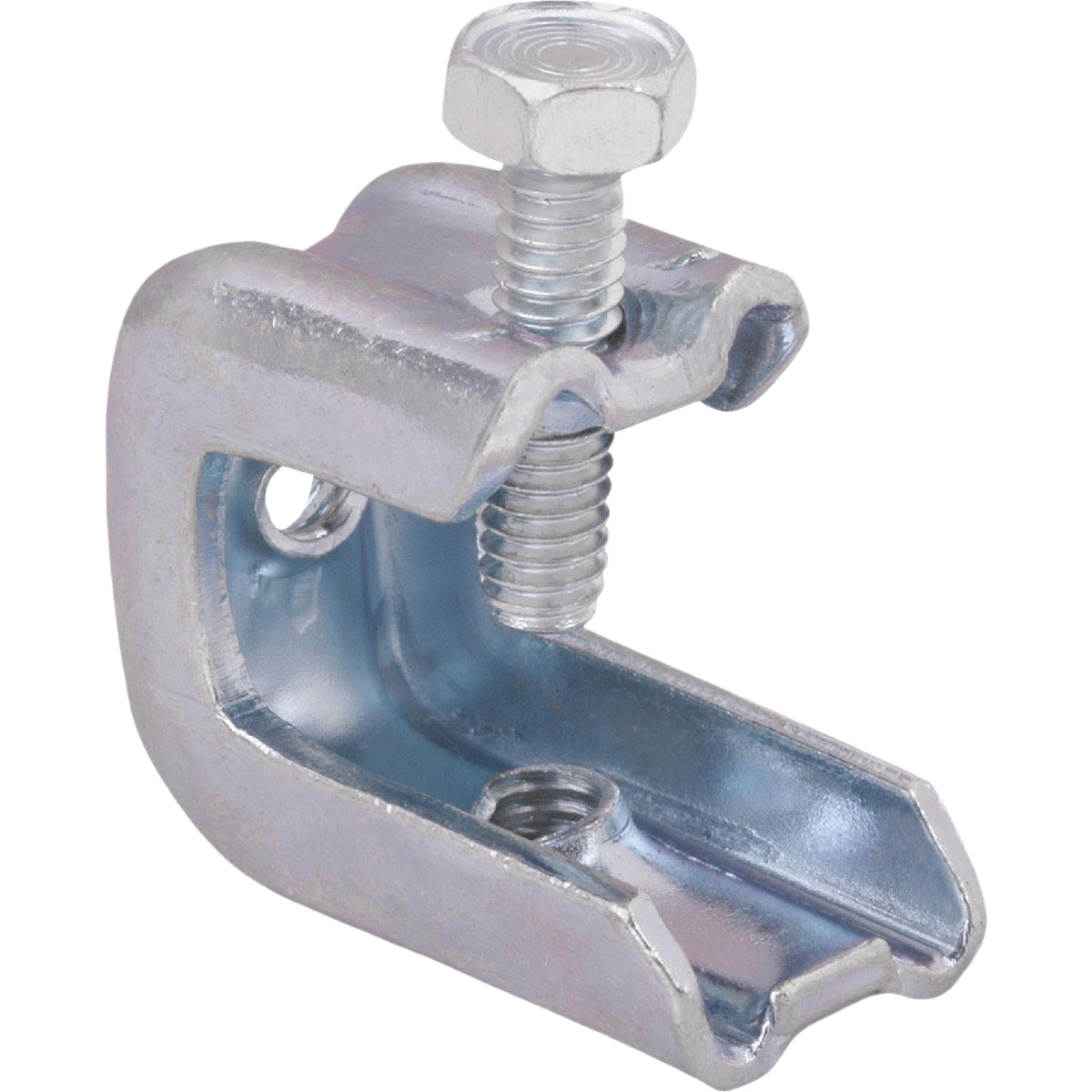 Galvanized steel beam clamp with threaded bolt for secure attachment in electrical and home improvement tools collections