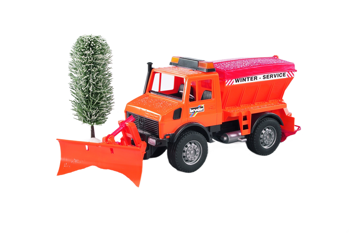 Orange Bruder winter service toy truck with adjustable snow plow, part of Vehicles & Remote Controlled Toys collection under $100