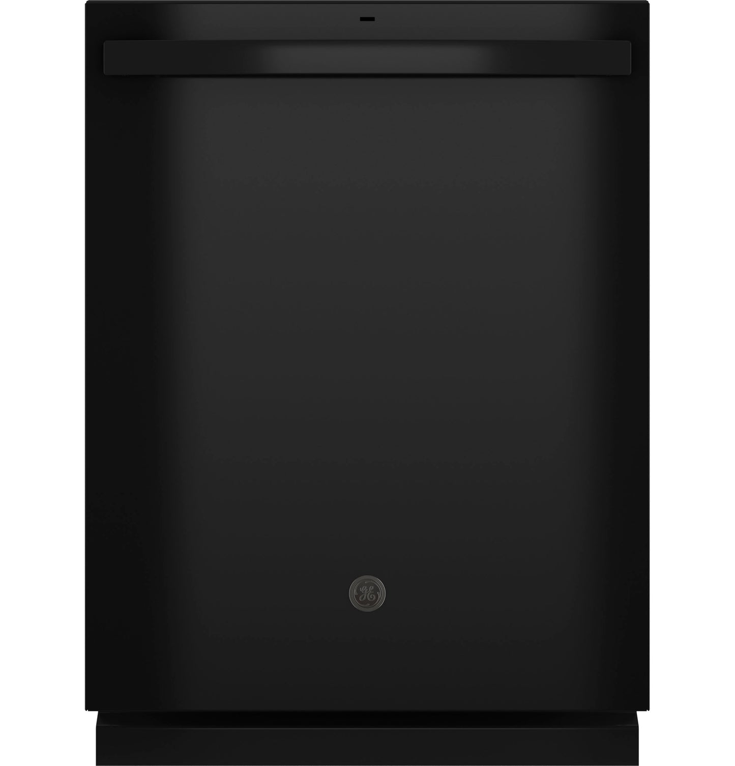 Black ENERGY STAR top control dishwasher with plastic interior and discreet GE logo in Dishwashers collection