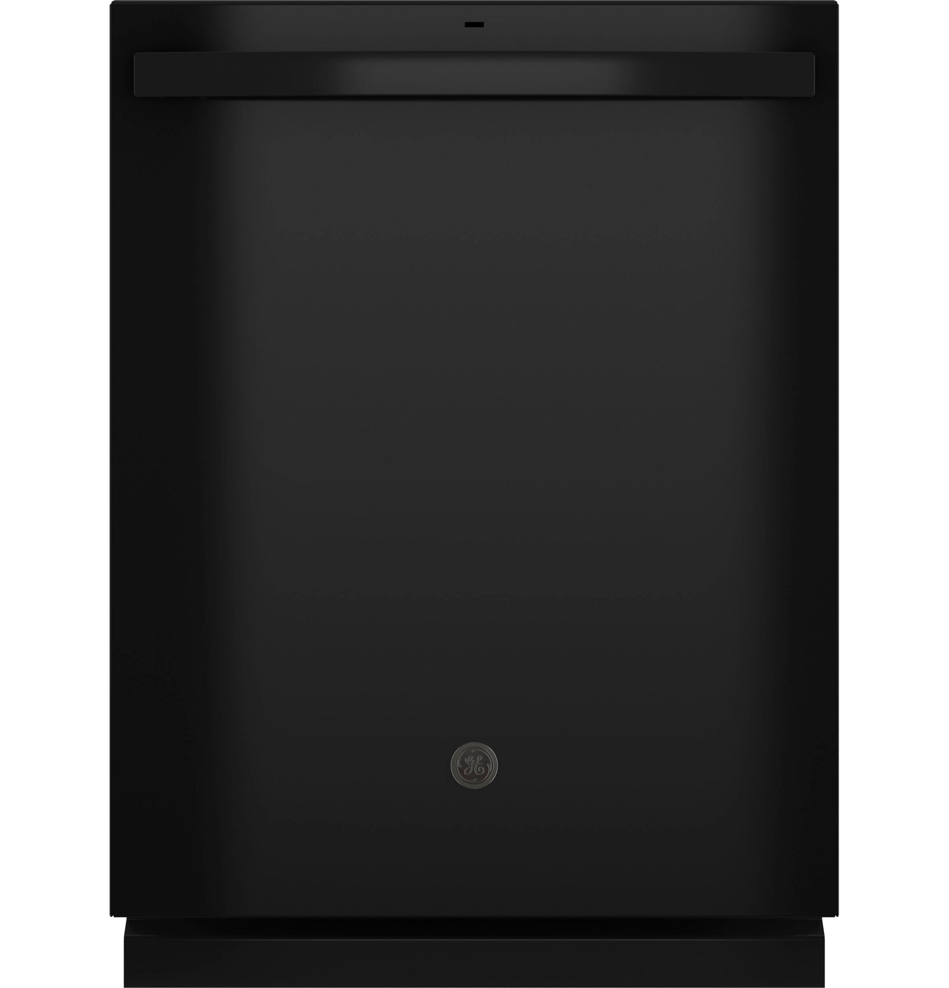 Black ENERGY STAR top control dishwasher with plastic interior and discreet GE logo in Dishwashers collection