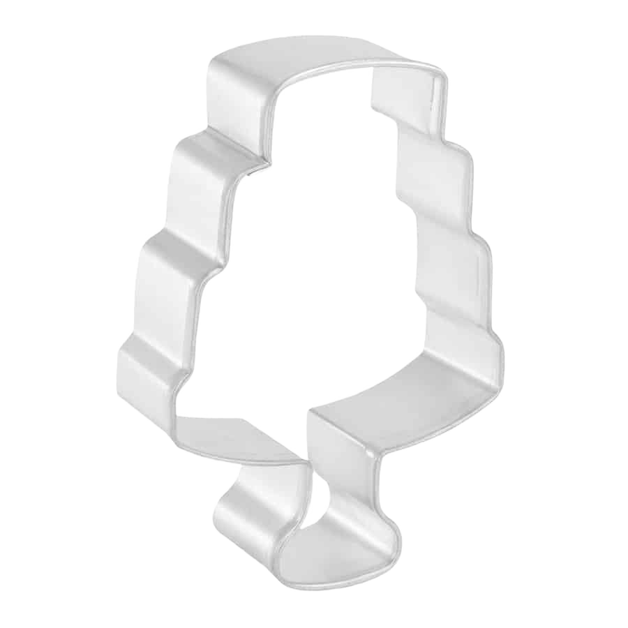 4-inch tinplated steel cookie cutter shaped like a tiered wedding cake for kitchen gadgets and bakeware under $50 collections