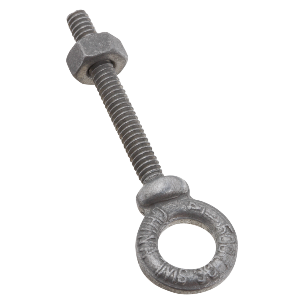 Galvanized steel eye bolt with hex nut for hardware, fasteners, and home improvement projects under $50 tools collection